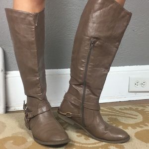 Faux Leather Riding Boots